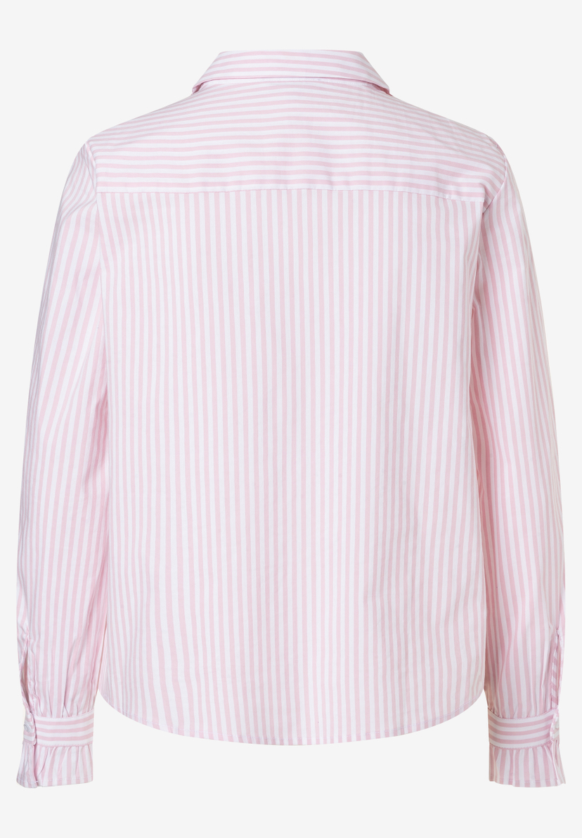 MORE & MORE Damen-Popeline-Bluse mit pink-weißen Streifen, angenehmem, elastischem Tragekomfort und gekräuselten Ärmelbündchen. MORE & MORE Damen-Popeline-Bluse mit pink-weißen Streifen, angenehmem, elastischem Tragekomfort und gekräuselten Ärmelbündchen.