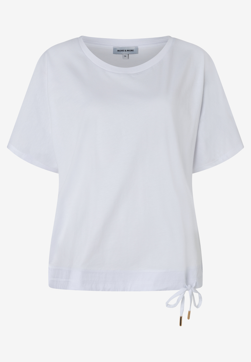 MORE & MORE T-Shirt, weiß, aus softer Jersey-Webware mit Tunnelzug und Bindeband am Saum. Angenehmer Tragekomfort. MORE & MORE T-Shirt, weiß, aus softer Jersey-Webware mit Tunnelzug und Bindeband am Saum. Angenehmer Tragekomfort.