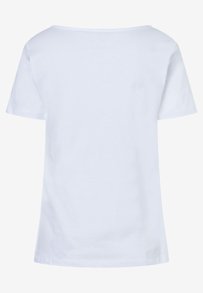 Rückansicht eines weißen MORE & MORE T-Shirts. Angenehmer Tragekomfort durch Jersey und soften Griff. Rückansicht eines weißen MORE & MORE T-Shirts. Angenehmer Tragekomfort durch Jersey und soften Griff.