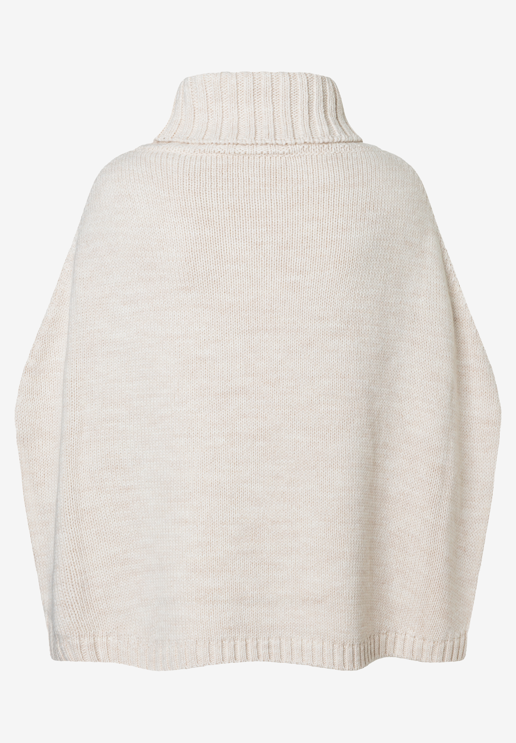 MORE & MORE Rollkragenpullover in hellem Beige, locker fallender Schnitt, gerippter Kragen und Saum, im Studio aufgenommen. MORE & MORE Rollkragenpullover in hellem Beige, locker fallender Schnitt, gerippter Kragen und Saum, im Studio aufgenommen.