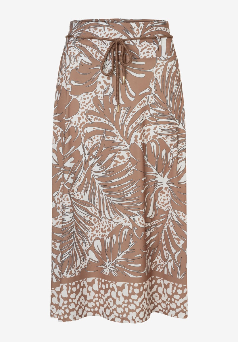 Ein Rock von MORE & MORE mit Blätter- und Tierfellmuster, Jersey, mit Kordel in der Taille. Ein Rock von MORE & MORE mit Blätter- und Tierfellmuster, Jersey, mit Kordel in der Taille.