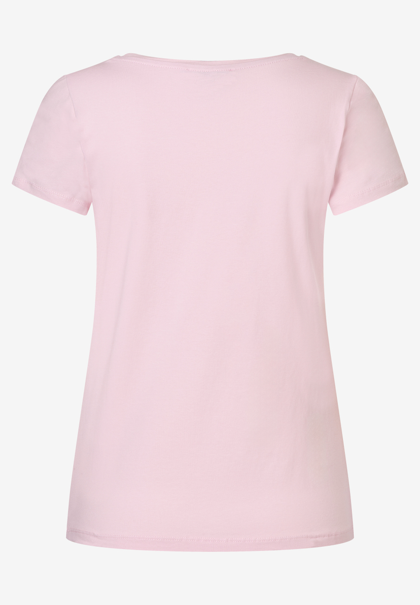 Rückansicht eines rosafarbenen MORE & MORE T-Shirts. Jersey mit angenehmem, weichem Griff und Stretch. Rückansicht eines rosafarbenen MORE & MORE T-Shirts. Jersey mit angenehmem, weichem Griff und Stretch.