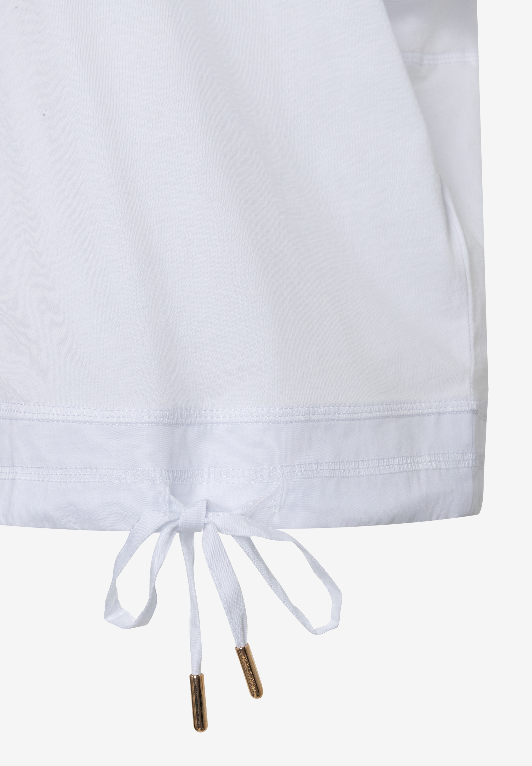 MORE & MORE T-Shirt/Top mit Kordelzug und goldenen Details am Saum, aus weichem Jersey und Webware MORE & MORE T-Shirt/Top mit Kordelzug und goldenen Details am Saum, aus weichem Jersey und Webware
