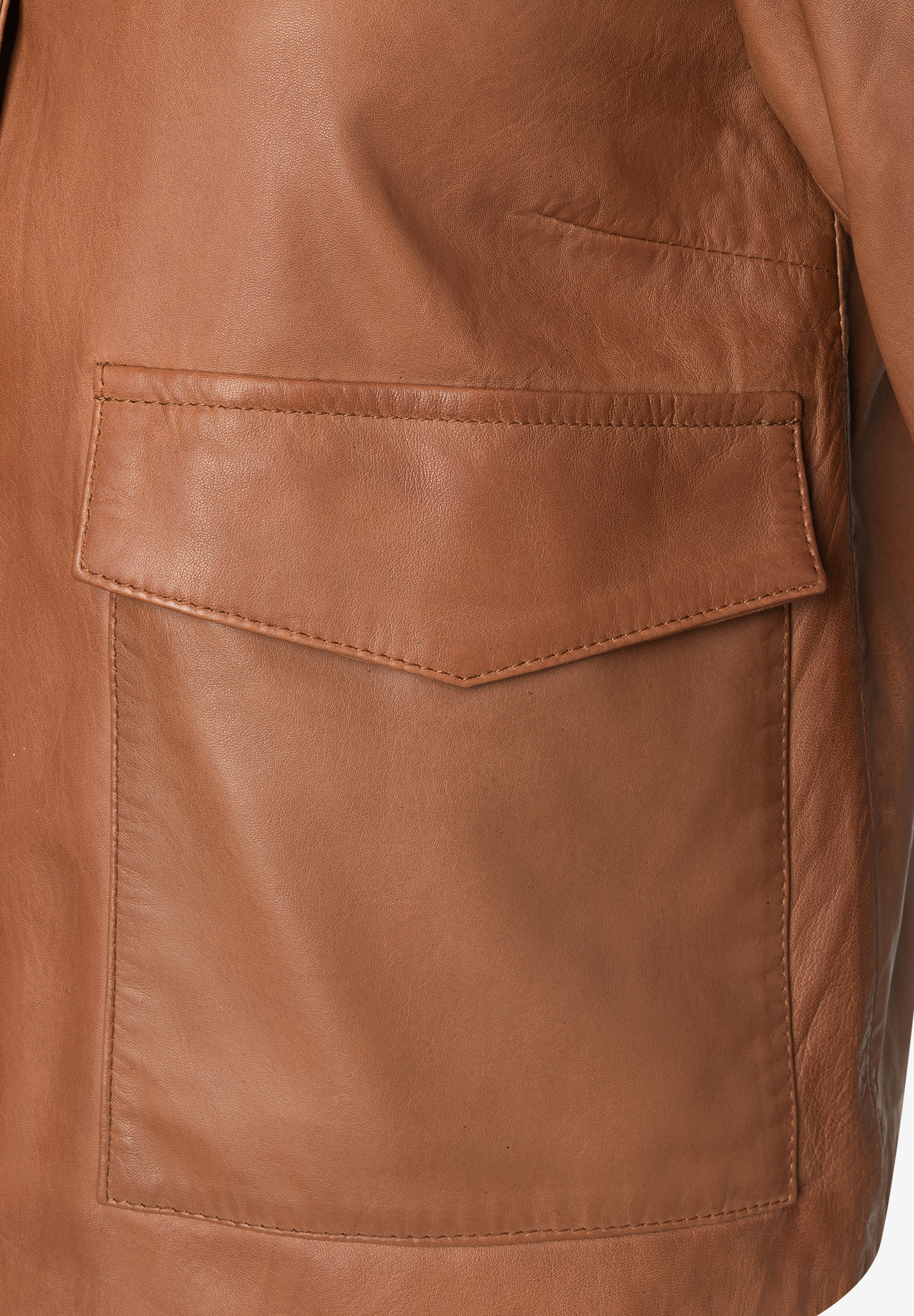MORE & MORE Lederjacke in Karamell mit aufgesetzter Tasche, weichem, fließendem Material und angenehmem Tragekomfort MORE & MORE Lederjacke in Karamell mit aufgesetzter Tasche, weichem, fließendem Material und angenehmem Tragekomfort