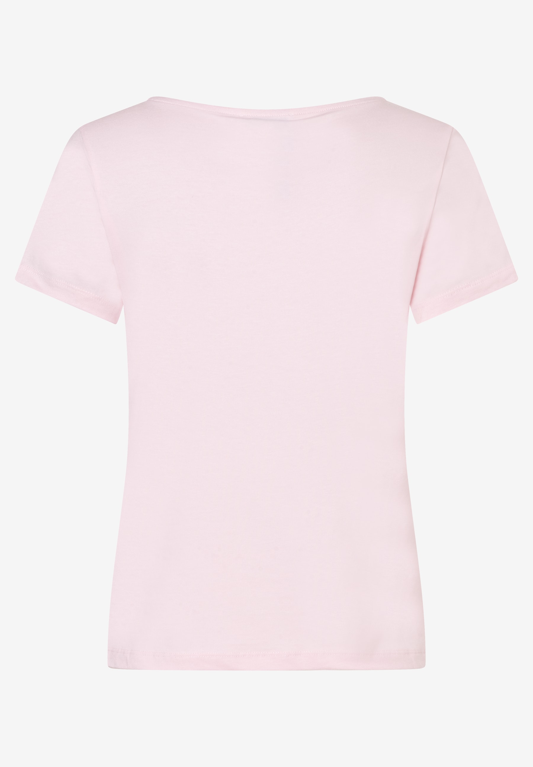 Ein hellrosa MORE & MORE T-Shirt mit kurzem Arm und Rundhalsausschnitt, Jersey-Material für angenehmen Tragekomfort. Rückansicht. Ein hellrosa MORE & MORE T-Shirt mit kurzem Arm und Rundhalsausschnitt, Jersey-Material für angenehmen Tragekomfort. Rückansicht.