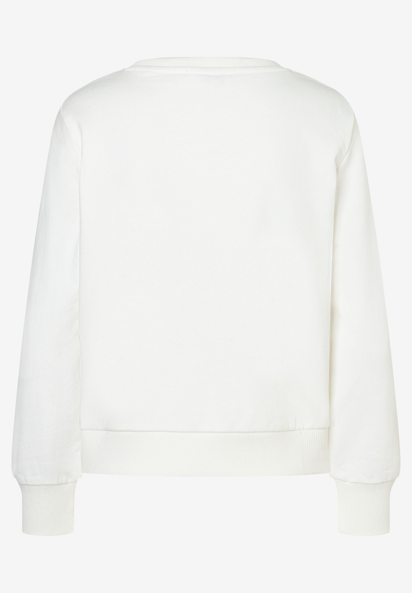 Ein weißes MORE & MORE Sweatshirt mit elastischem Sweat-Material, das für Tragekomfort sorgt. Ein weißes MORE & MORE Sweatshirt mit elastischem Sweat-Material, das für Tragekomfort sorgt.