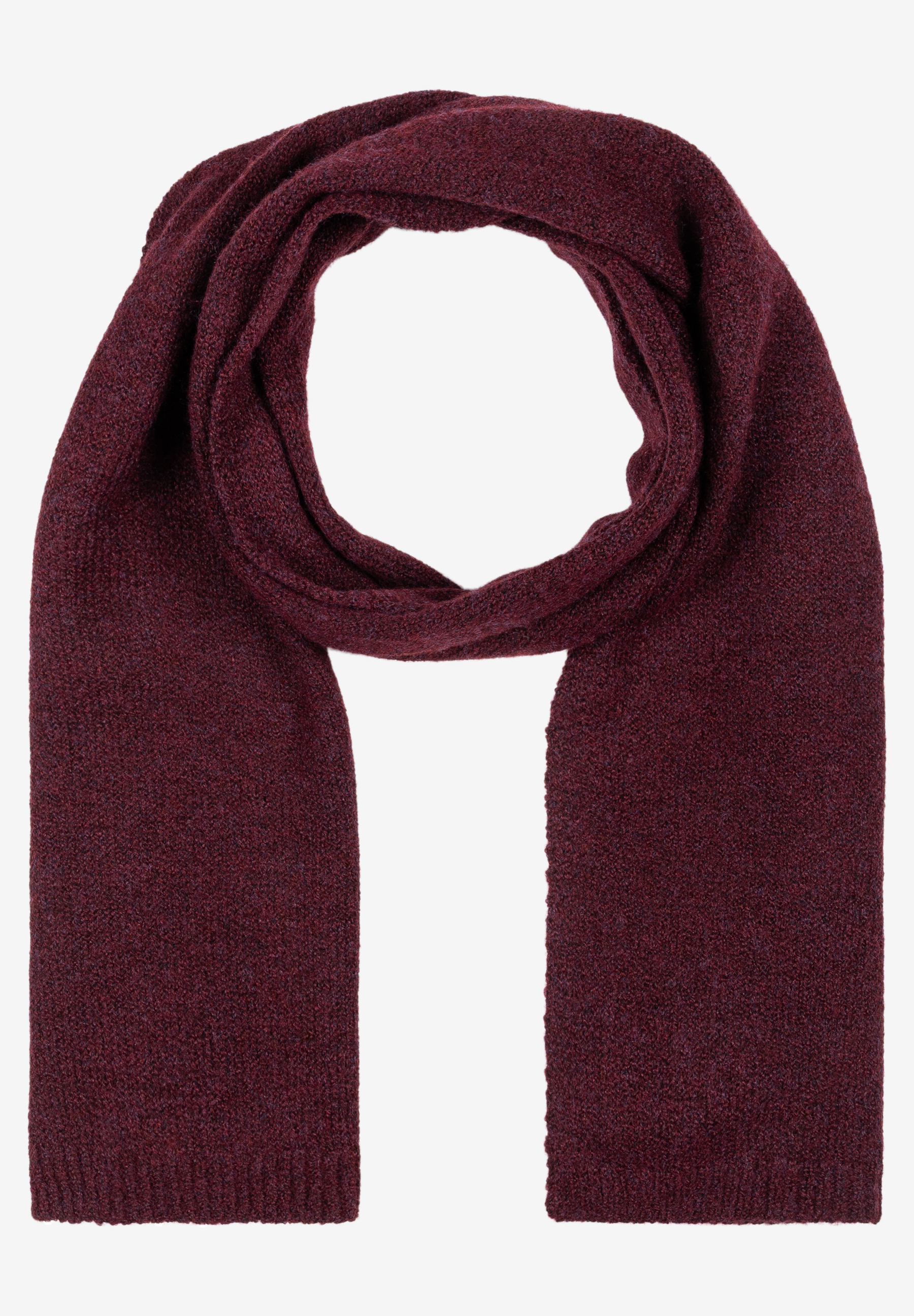 MORE & MORE Accessoire: Ein langer, dunkelroter Schal aus Strick, weich fallend und dekorativ drapiert. MORE & MORE Accessoire: Ein langer, dunkelroter Schal aus Strick, weich fallend und dekorativ drapiert.