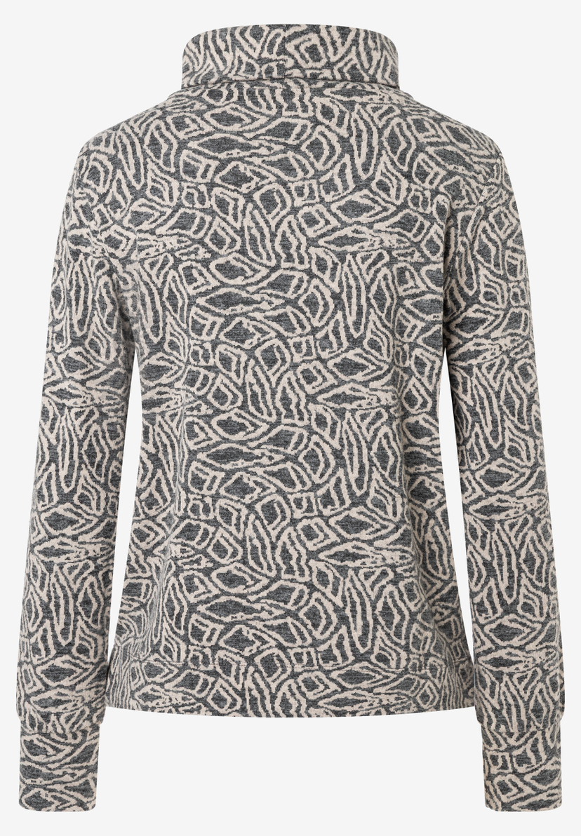 Ein MORE & MORE Oberteil mit grafischem Muster in Grau- und Beigetönen, Jersey-Material und langärmlig. Ein MORE & MORE Oberteil mit grafischem Muster in Grau- und Beigetönen, Jersey-Material und langärmlig.