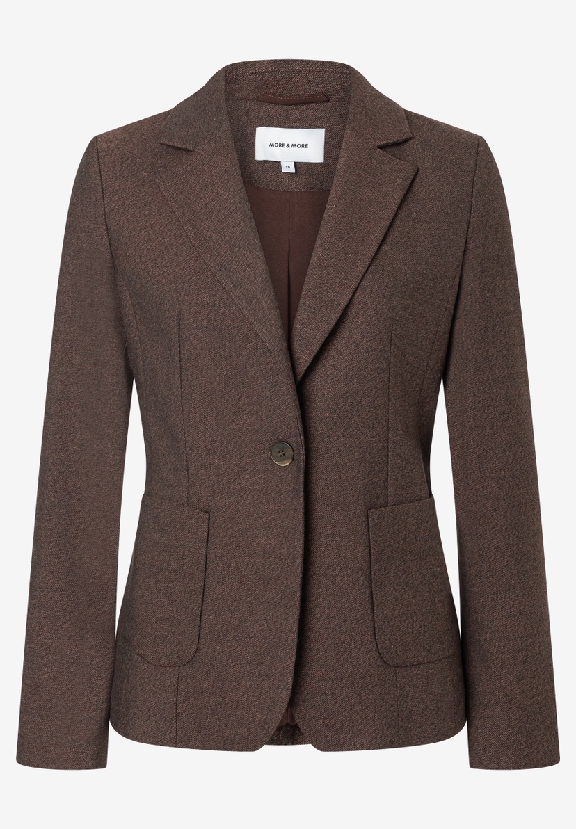 MORE & MORE Blazer in Dunkelbraun, tailliert, mit Reverskragen und Knopfverschluss. Dezente Taschen vorn. MORE & MORE Blazer in Dunkelbraun, tailliert, mit Reverskragen und Knopfverschluss. Dezente Taschen vorn.