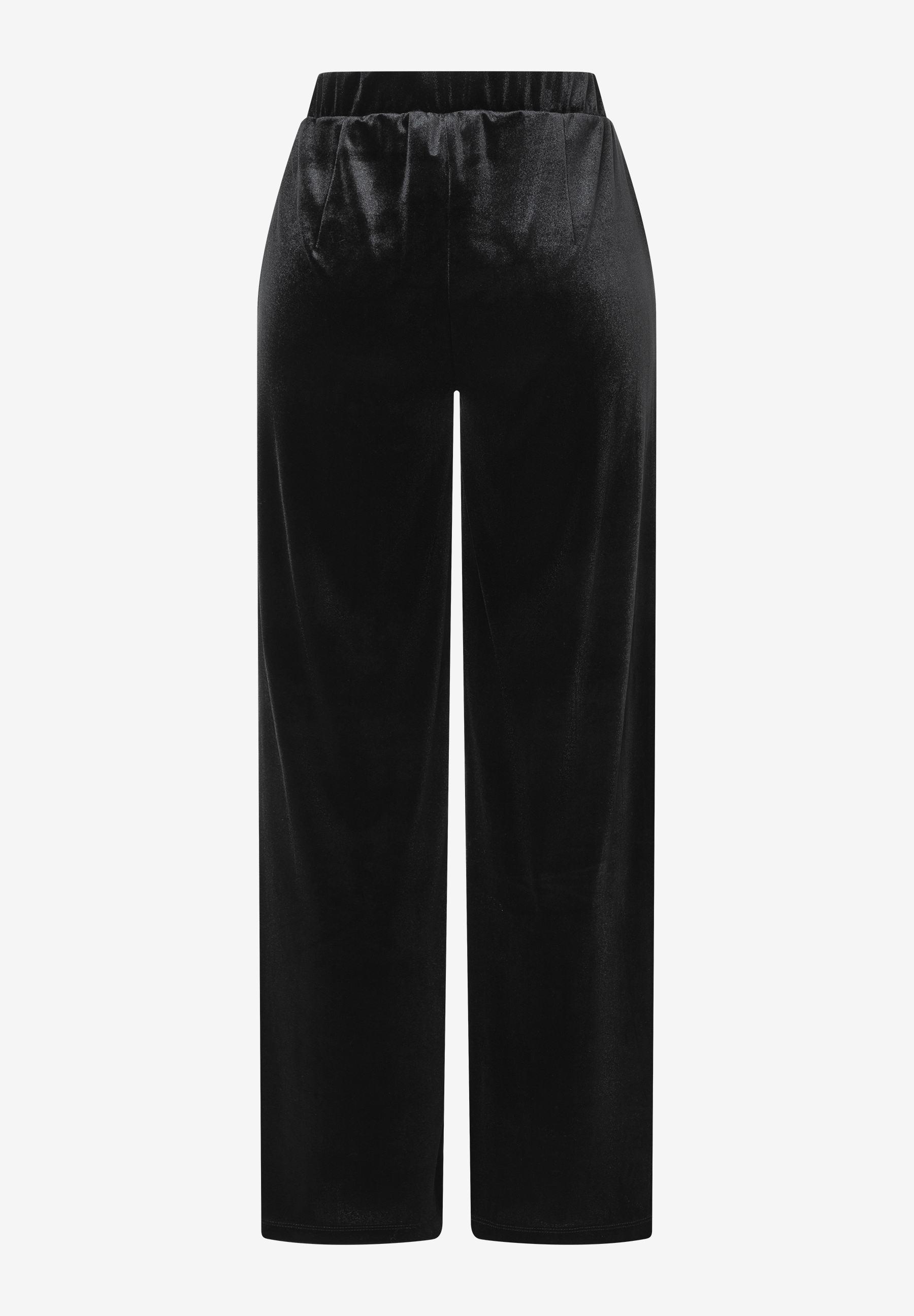 Eine schwarze MORE & MORE Samthose, elastisch und mit glänzender Optik. Eine schwarze MORE & MORE Samthose, elastisch und mit glänzender Optik.