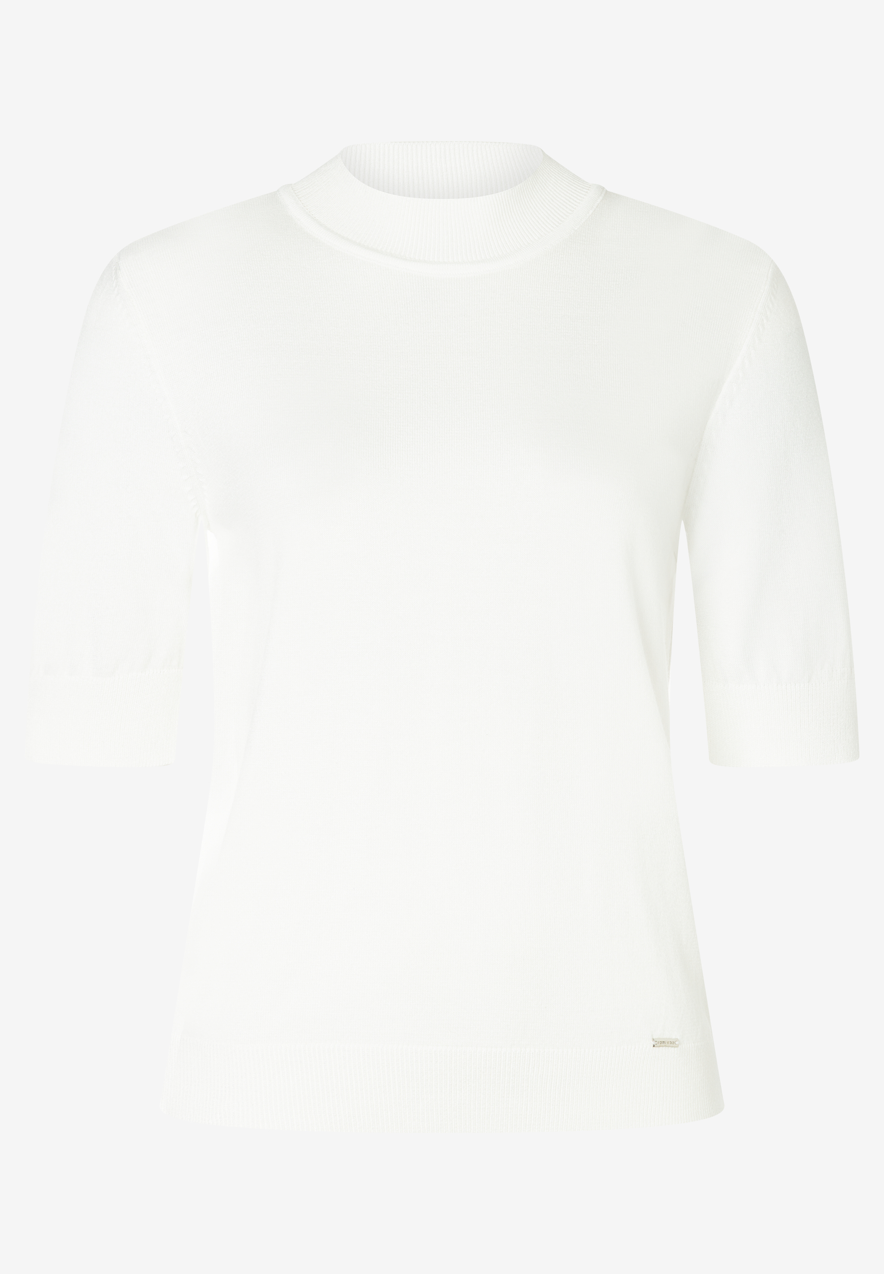 MORE & MORE Pullover in Off-White, halblangem Arm, Rollkragen und kleinem Markenlogo am Saum. Perfekt für Herbst. MORE & MORE Pullover in Off-White, halblangem Arm, Rollkragen und kleinem Markenlogo am Saum. Perfekt für Herbst.