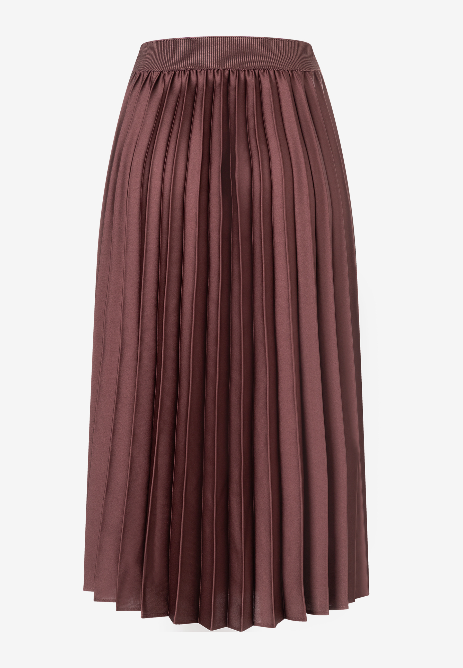 Ein fließender, plissierter MORE & MORE Rock aus Polyester in dunklem Lila. Ein fließender, plissierter MORE & MORE Rock aus Polyester in dunklem Lila.