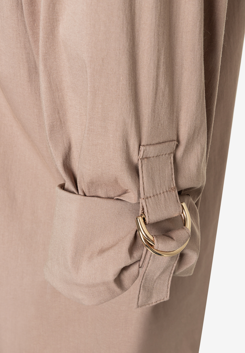 MORE & MORE Oberteil aus hautfreundlicher Popeline in Beige mit goldenen D-Ringen am Ärmelbündchen MORE & MORE Oberteil aus hautfreundlicher Popeline in Beige mit goldenen D-Ringen am Ärmelbündchen