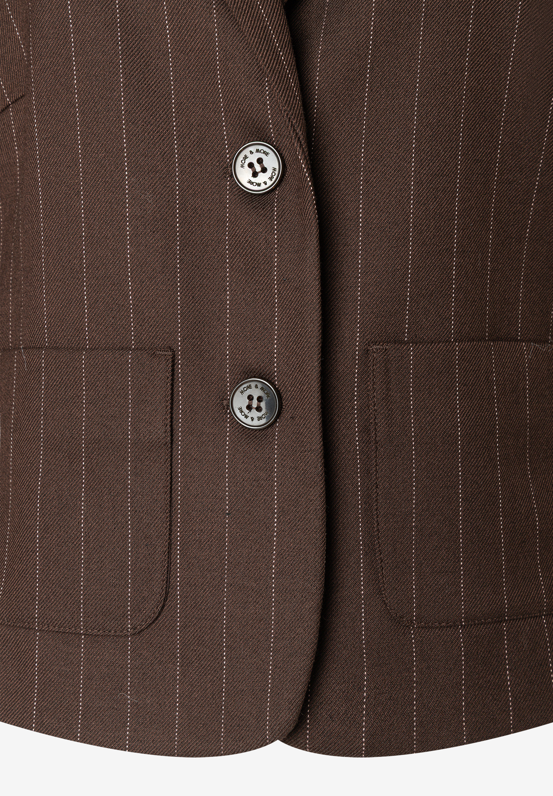 MORE & MORE Blazer in Dunkelbraun mit weißen Nadelstreifen und silbernen Knöpfen