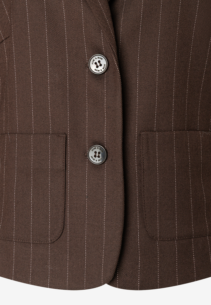 MORE & MORE Blazer in Dunkelbraun mit weißen Nadelstreifen und silbernen Knöpfen MORE & MORE Blazer in Dunkelbraun mit weißen Nadelstreifen und silbernen Knöpfen
