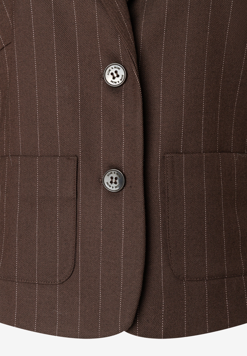 MORE & MORE Blazer in Dunkelbraun mit weißen Nadelstreifen und silbernen Knöpfen MORE & MORE Blazer in Dunkelbraun mit weißen Nadelstreifen und silbernen Knöpfen