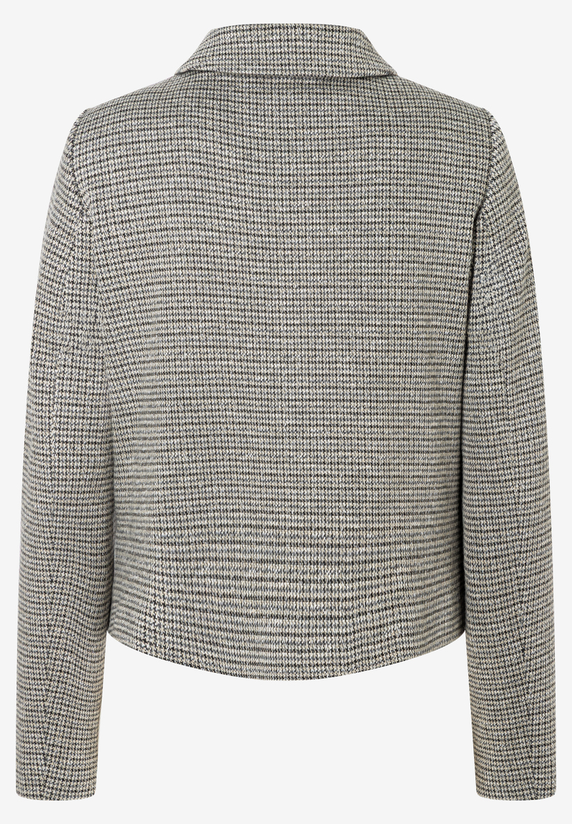 MORE & MORE Blazer in Hahnentritt-Muster, Rückseite. Beige, Schwarz und Weiß. Der Blazer hat einen schmalen Kragen.