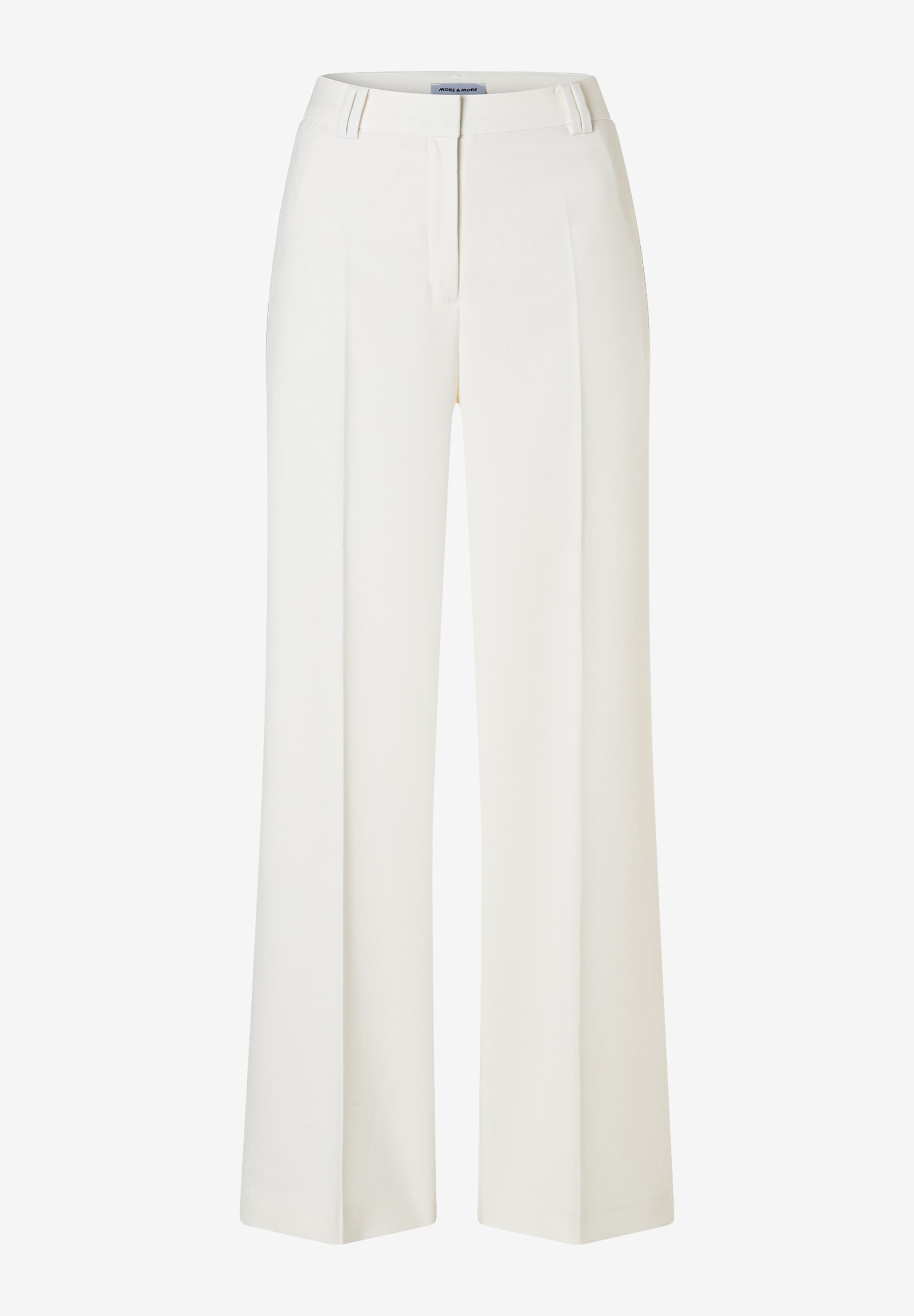Eine MORE & MORE Hose, eine elegante, weiße Palazzo-Hose mit weitem Bein. Eine MORE & MORE Hose, eine elegante, weiße Palazzo-Hose mit weitem Bein.