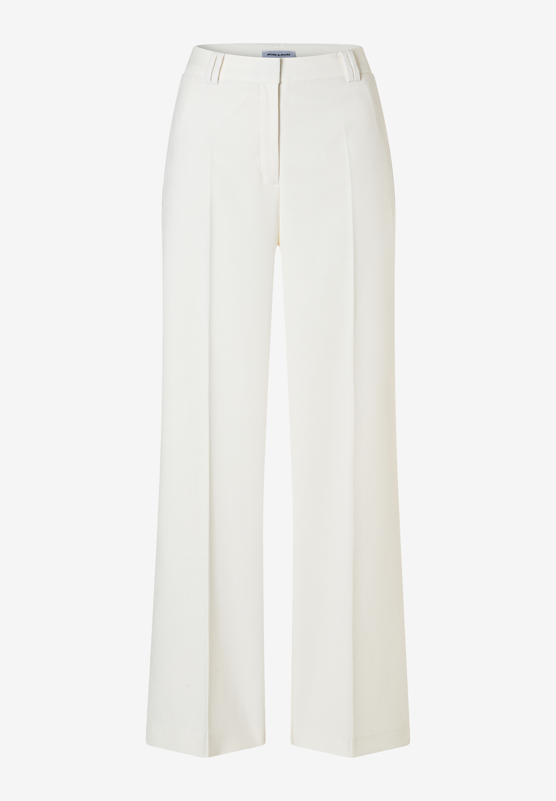 Eine MORE & MORE Hose, eine elegante, weiße Palazzo-Hose mit weitem Bein. Eine MORE & MORE Hose, eine elegante, weiße Palazzo-Hose mit weitem Bein.