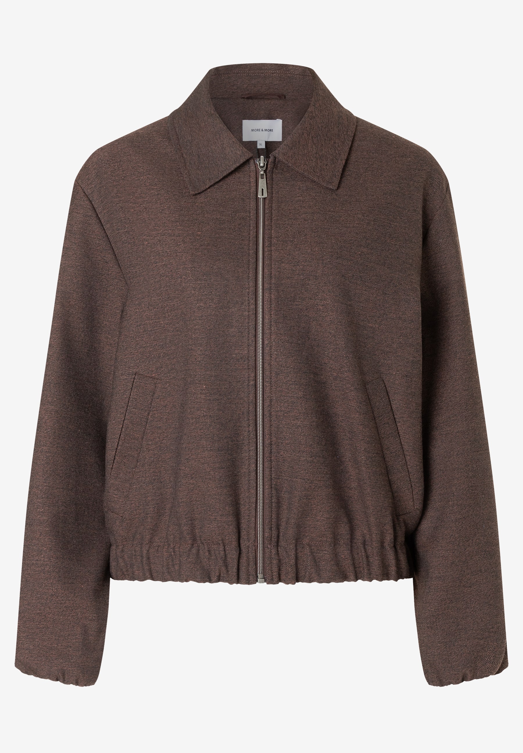 MORE & MORE Damen Blazer, braun, mit Reißverschluss, vorne, unifarben, lässig geschnitten